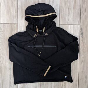 Penguin Crop, Roll Hem, Gold Trim, Heavy Hoodie